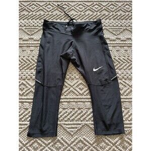 Nike Dri Fit Womens Black Workout Running Cropped Leggings Pants Size Small